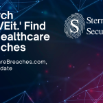 Text graphic reading "Search MOVEit, find 54 healthcare breaches" — HealthcareBreaches.com 2026 update
